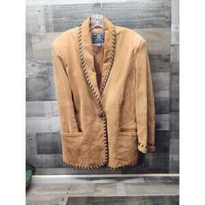 Vintage 1992 Unisex Western Bohemian Suede Jacket Limited Edition Stitched Trim